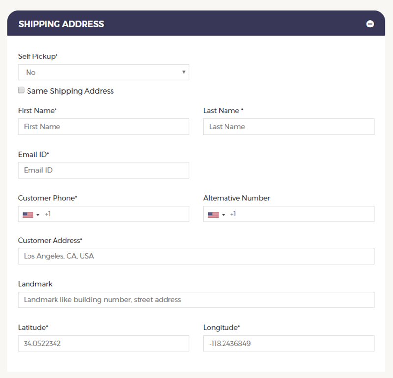 shipping address