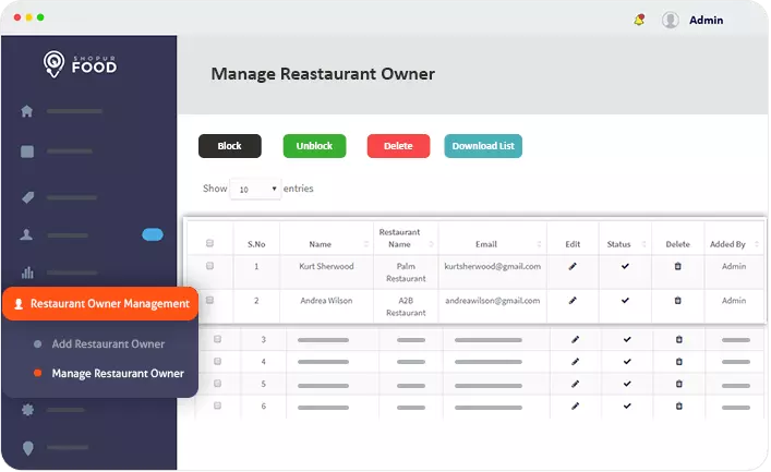 add manage restaurant