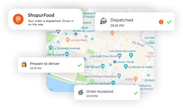 Mobile food ordering app with push notification