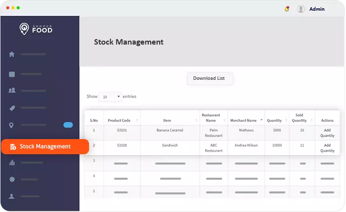 Restaurant stock management